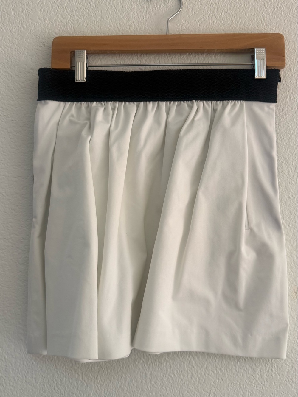 Milly White Circle Skirt with Black Waistband
